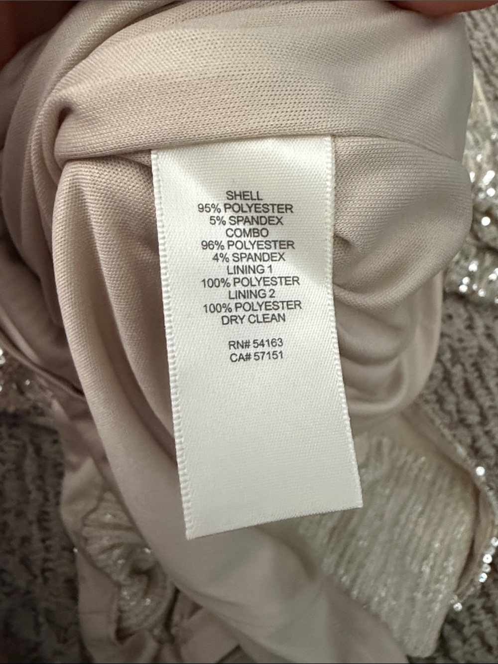 Eliza J beige and silver Sequin V-Neck Mini Dress longsleeve - Picture 6 of 15